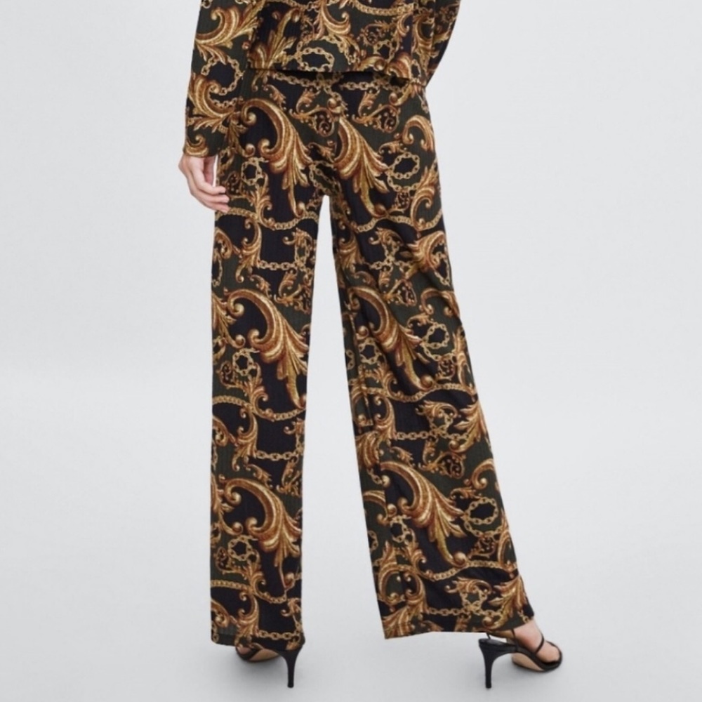 New Zara Trafalu Wide leg chain-link pants - Picture 1 of 8